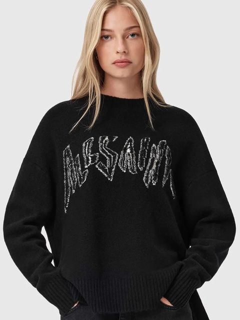 AllSaints sweter z dodatkiem wełny damski kolor czarny W071KD - zdjęcie produktu nr 1