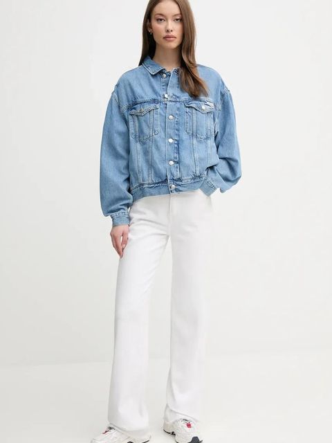 Calvin Klein Jeans kurtka jeansowa kolor niebieski przejściowa oversize J20J225182 - zdjęcie produktu nr 2