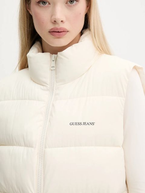Guess Jeans bezrękawnik damski kolor beżowy zimowy W4BN59 WGII2