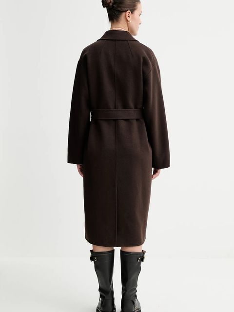 Marc O'Polo płaszcz z wełną kolor brązowy 508005171127 - zdjęcie produktu nr 2