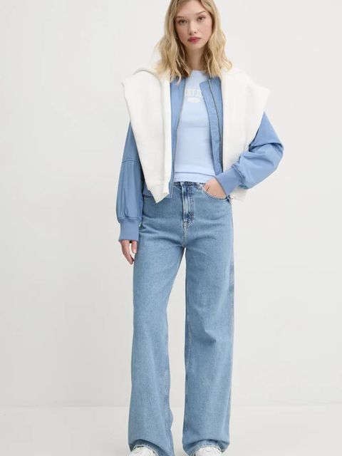 Tommy Jeans bluza bawełniana damska kolor beżowy z kapturem DW0DW19414 - zdjęcie produktu nr 2