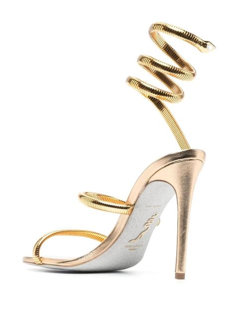 René Caovilla 105mm wraparound leather sandals - Gold
