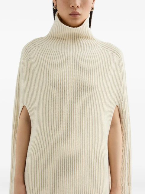 Jil Sander high-neck ribbed cape - Neutrals
