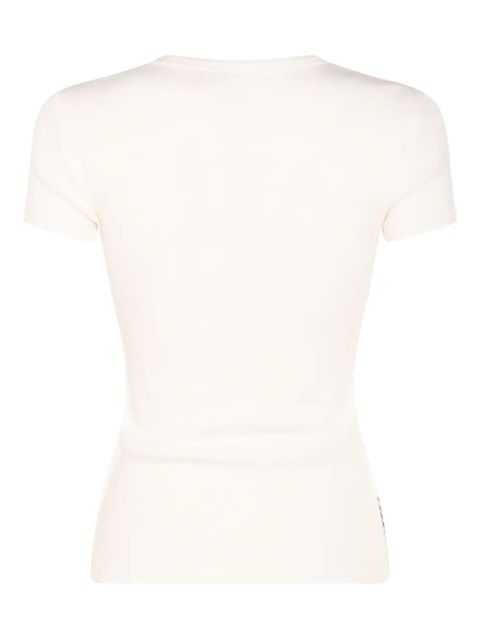 Blumarine cat-print fine-ribbed T-shirt - White - zdjęcie produktu nr 2