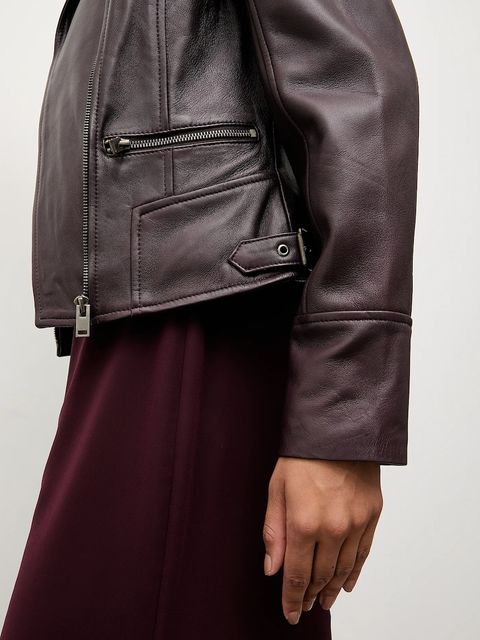 Answear.LAB ramoneska skórzana kolor bordowy przejściowa