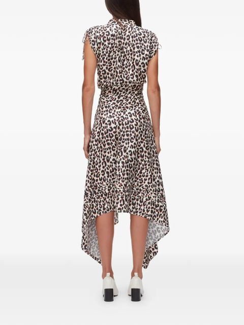3.1 Phillip Lim leopard-print ruched silk dress - Neutrals