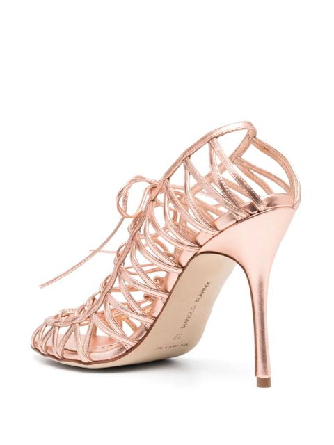 Manolo Blahnik Hamza 100mm strappy metallic sandals - Pink