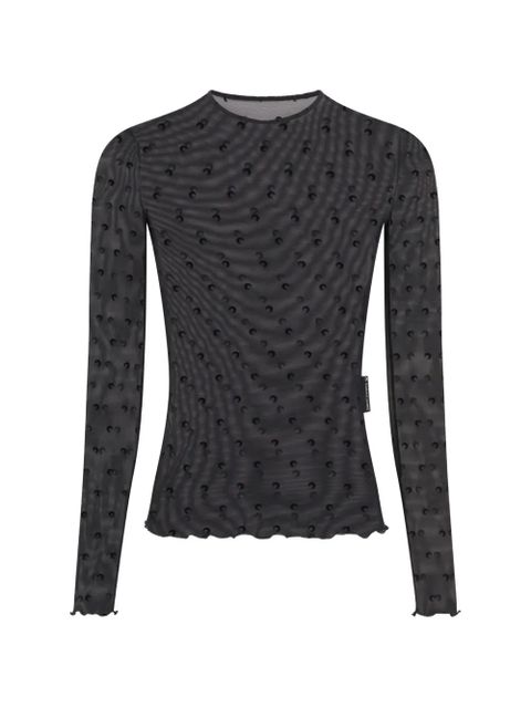 Marine Serre plumetis moon mesh top - Black - zdjęcie produktu nr 1