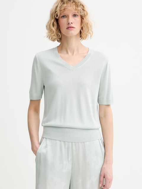 Calvin Klein sweter z krótkim rękawem damski z wiskozy - zdjęcie produktu nr 1