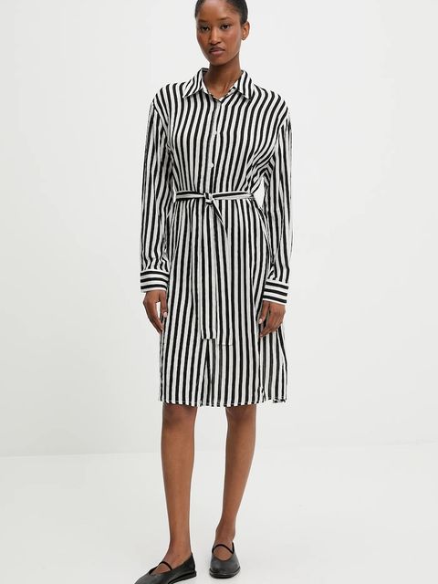 Answear.LAB sukienka z domieszką jedwabiu kolor czarny mini prosta