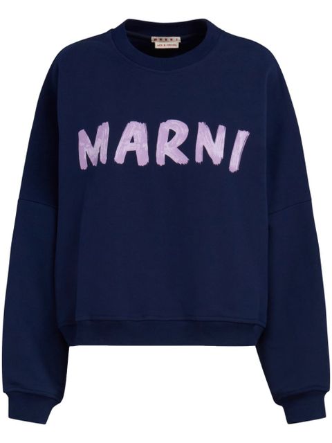Marni logo-print cotton sweatshirt - Blue - zdjęcie produktu nr 1