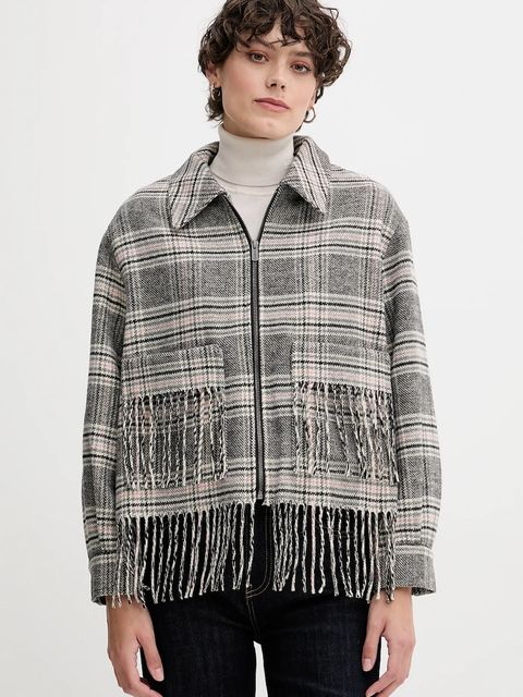 Pepe Jeans kurtka z dodatkiem wełny kolor szary przejściowa PL4024341 - zdjęcie produktu nr 1