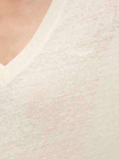 BOSS Orange t-shirt lniany kolor beżowy 50538645