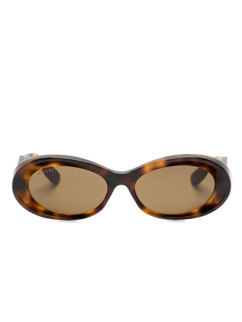 Gucci Eyewear tortoiseshell oval-frame sunglasses - Brown - zdjęcie produktu nr 1