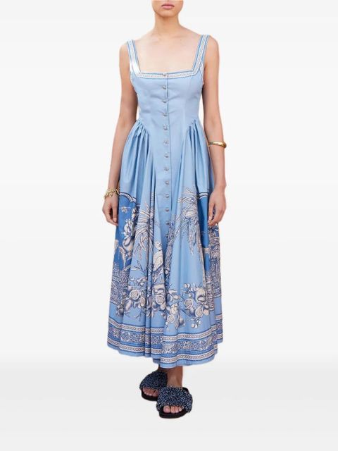 ALEMAIS Villa Romantica buttoned-floral midi dress - Blue - zdjęcie produktu nr 1