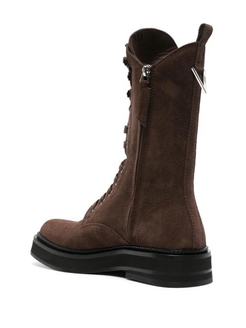 The Attico square-toe suede boots - Brown