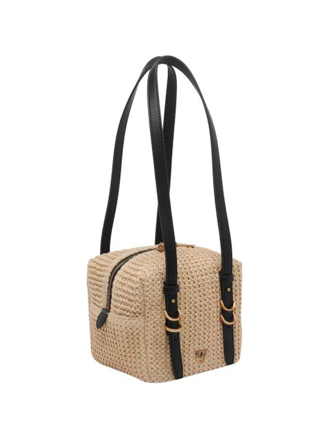 PINKO small Cubic raffia-effect shoulder bag - Neutrals - zdjęcie produktu nr 2