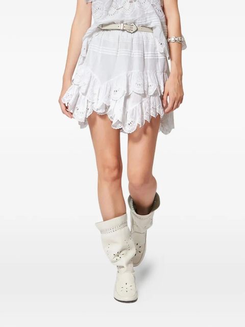MARANT ÉTOILE floral-lace ruffled shorts - White - zdjęcie produktu nr 2