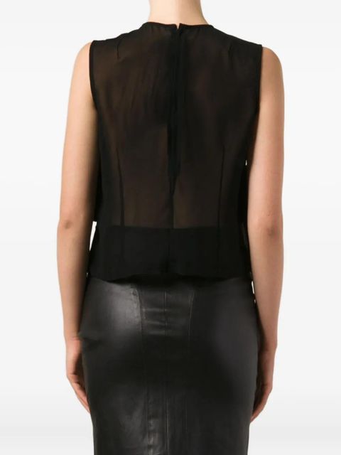 Comme Des Garçons semi-sheer ruffled tank top - Black