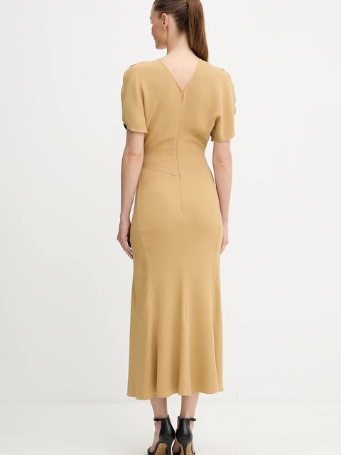 Victoria Beckham sukienka kolor beżowy midi rozkloszowana 1425WDR005227C