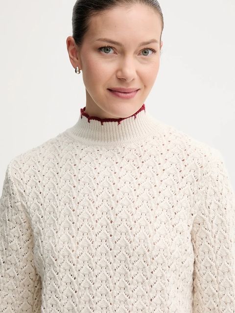 Pepe Jeans sweter damski kolor beżowy z półgolfem PL7000016