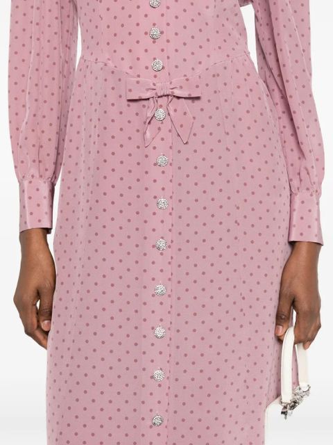 Alessandra Rich ruffled-detail polka-dot mdi dress - Pink