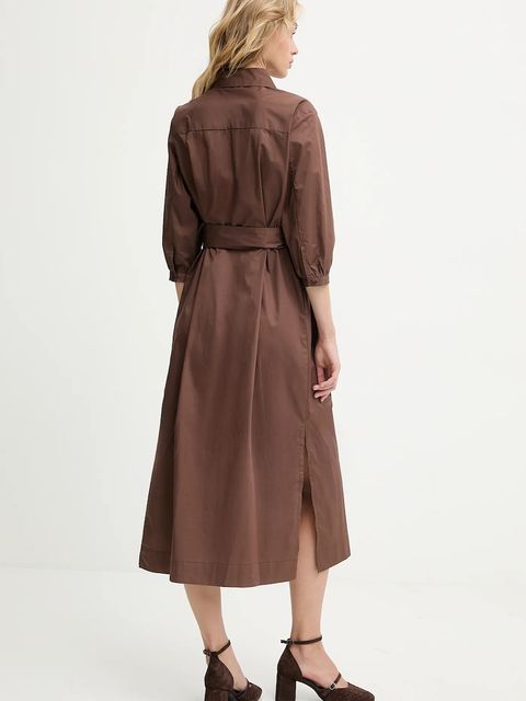 Answear.LAB sukienka bawełniana kolor brązowy maxi prosta