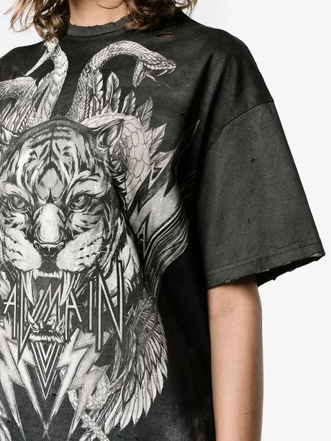 Balmain oversized tiger print t-shirt - Black
