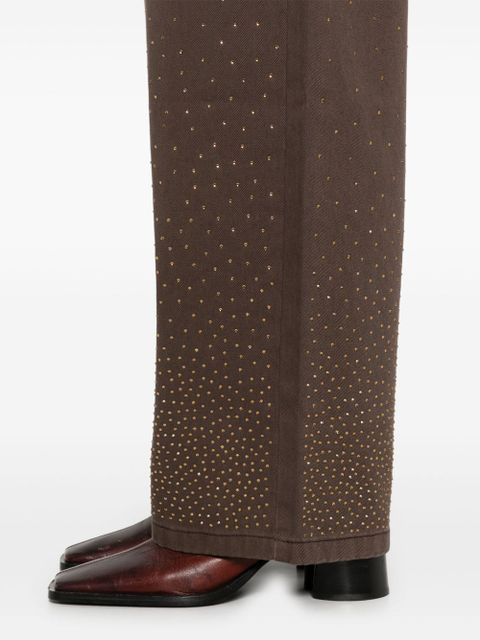 ROTATE BIRGER CHRISTENSEN rhinestone-embellished wide-leg jeans - Brown