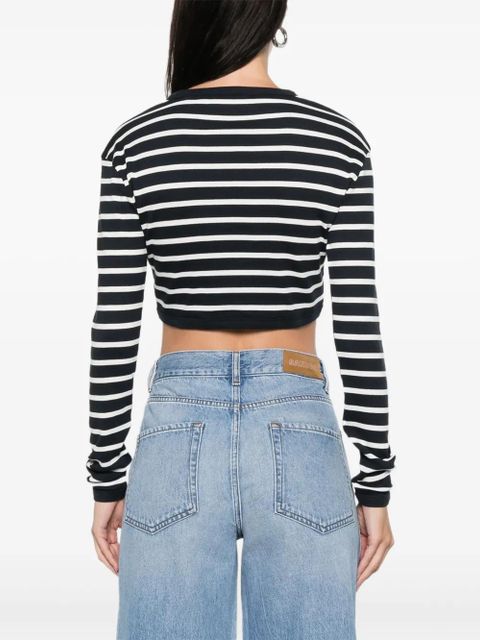 SANDRO striped embroidered cotton T-shirt - Blue