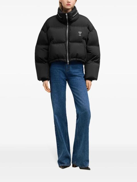 AMI Paris logo-print puff jacket - Black