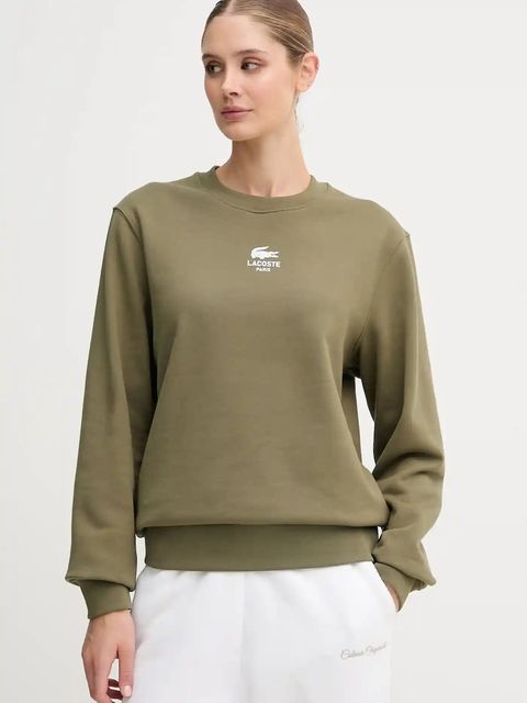 Lacoste bluza bawełniana kolor zielony z nadrukiem SH2736