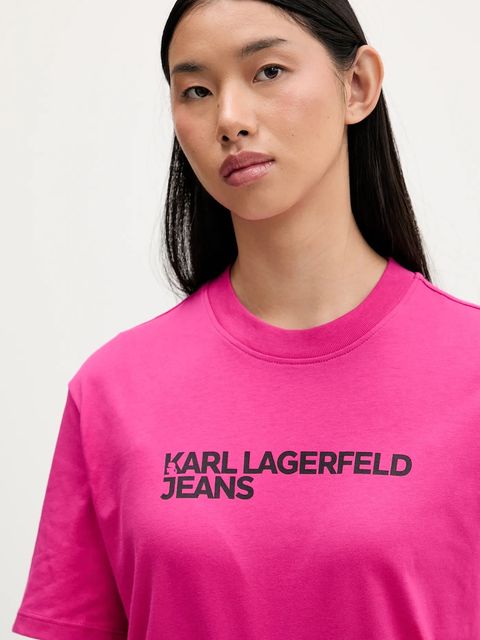 Karl Lagerfeld Jeans t-shirt bawełniany damski kolor różowy A1W17005
