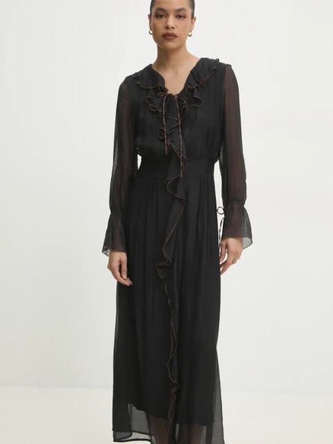 Answear.LAB sukienka kolor czarny maxi rozkloszowana