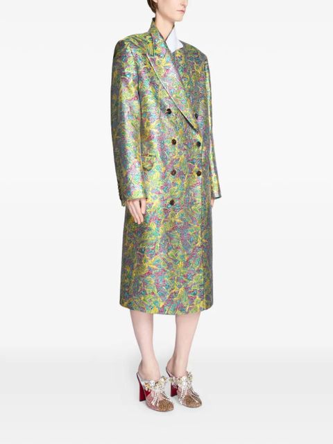 DRIES VAN NOTEN double-breasted floral coat - Yellow