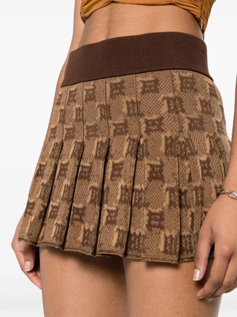 MISBHV monogram-jacquard pleated mini skirt - Brown