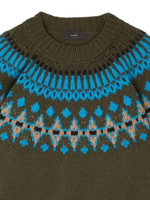 Alanui Sweet Winter fair isle pattern wool sweater - Green