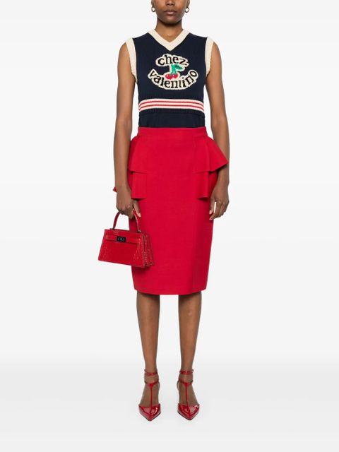 Valentino Garavani virgin wool-silk skirt - Red