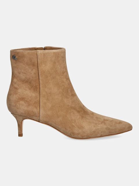 Lauren Ralph Lauren botki zamszowe Mckay Bt Hl damskie kolor beżowy na szpilce 802967779003