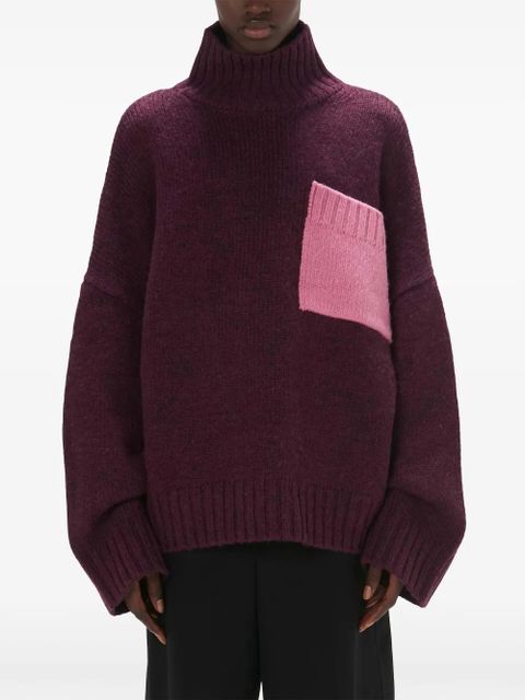 JW Anderson contrast-pocket ribbed-knit jumper - Purple