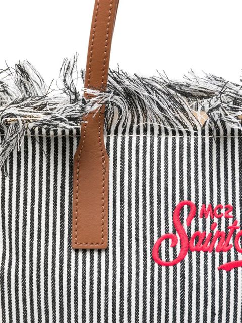 MC2 Saint Barth medium City fringed striped tote bag - White