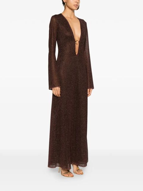 Oséree ring V-neck dress - Brown - zdjęcie produktu nr 2
