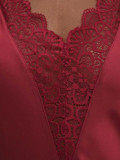 Answear.LAB koszula nocna damska kolor czerwony satynowa