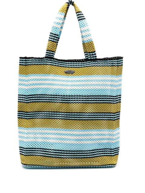 Lanvin striped crochet cotton tote bag - Blue - zdjęcie produktu nr 1