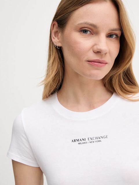 Armani Exchange t-shirt bawełniany damski kolor biały XW001455 AF10356 - zdjęcie produktu nr 2