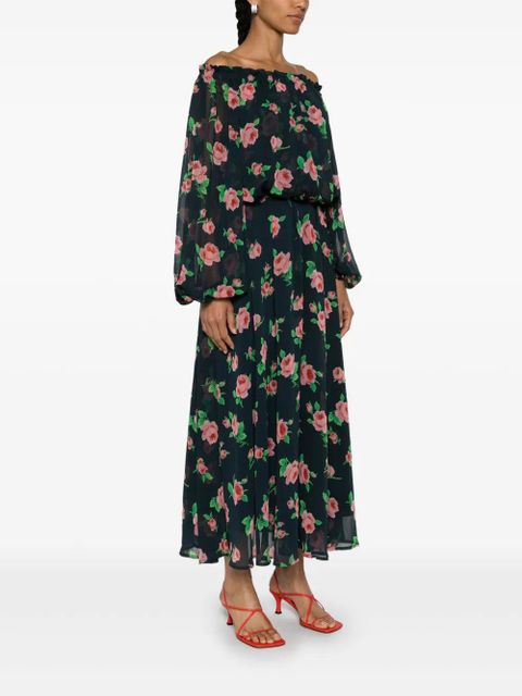 ROTATE BIRGER CHRISTENSEN floral-print chiffon maxi dress - Blue