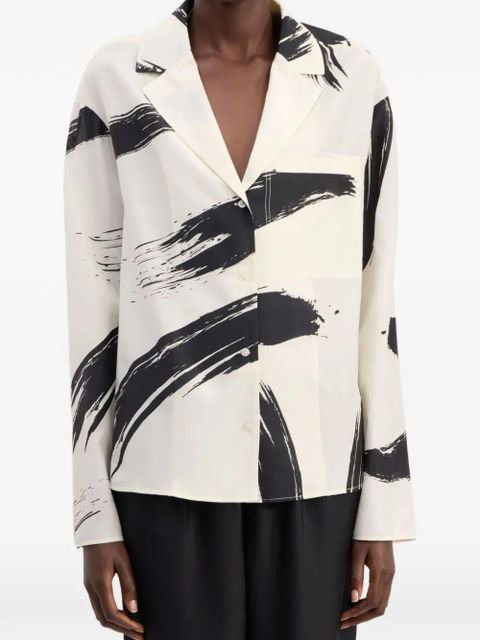 LouLou de Saison Sana Cuban collar print shirt - Neutrals