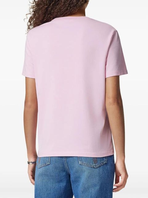 Versace logo-embroidered fringed T-shirt - Pink