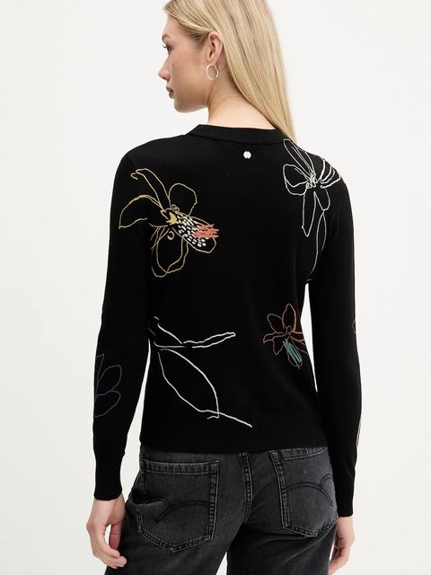 Desigual sweter ARTY damski kolor czarny lekki 25WWJF33