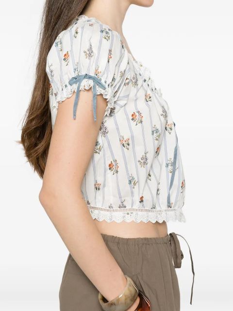 DÔEN Nera floral-print blouse - White